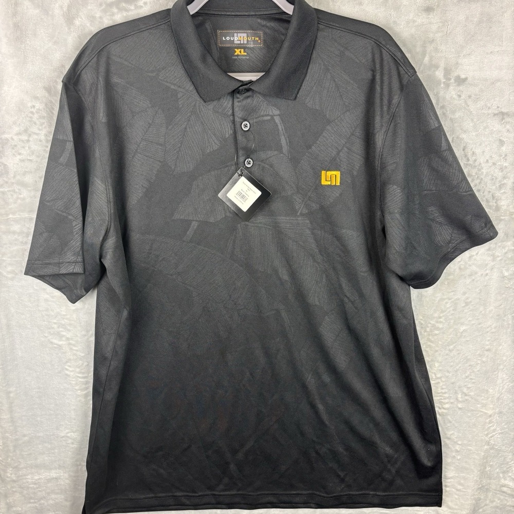 Loudmouth Golf Polo Men's XL Tonal Aruba Black‎ Performance Shirt